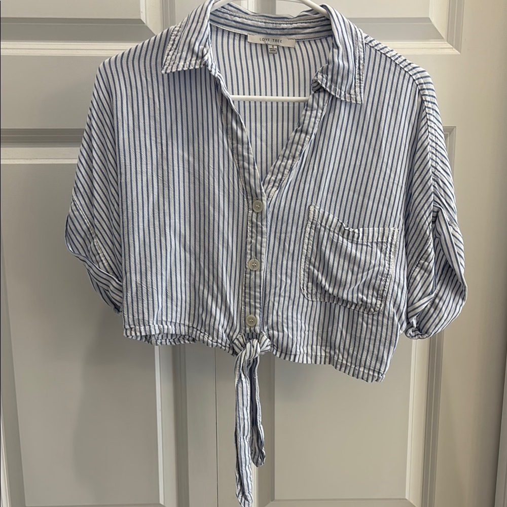 (5/$30 deal) 
Striped Button-Up Crop Top